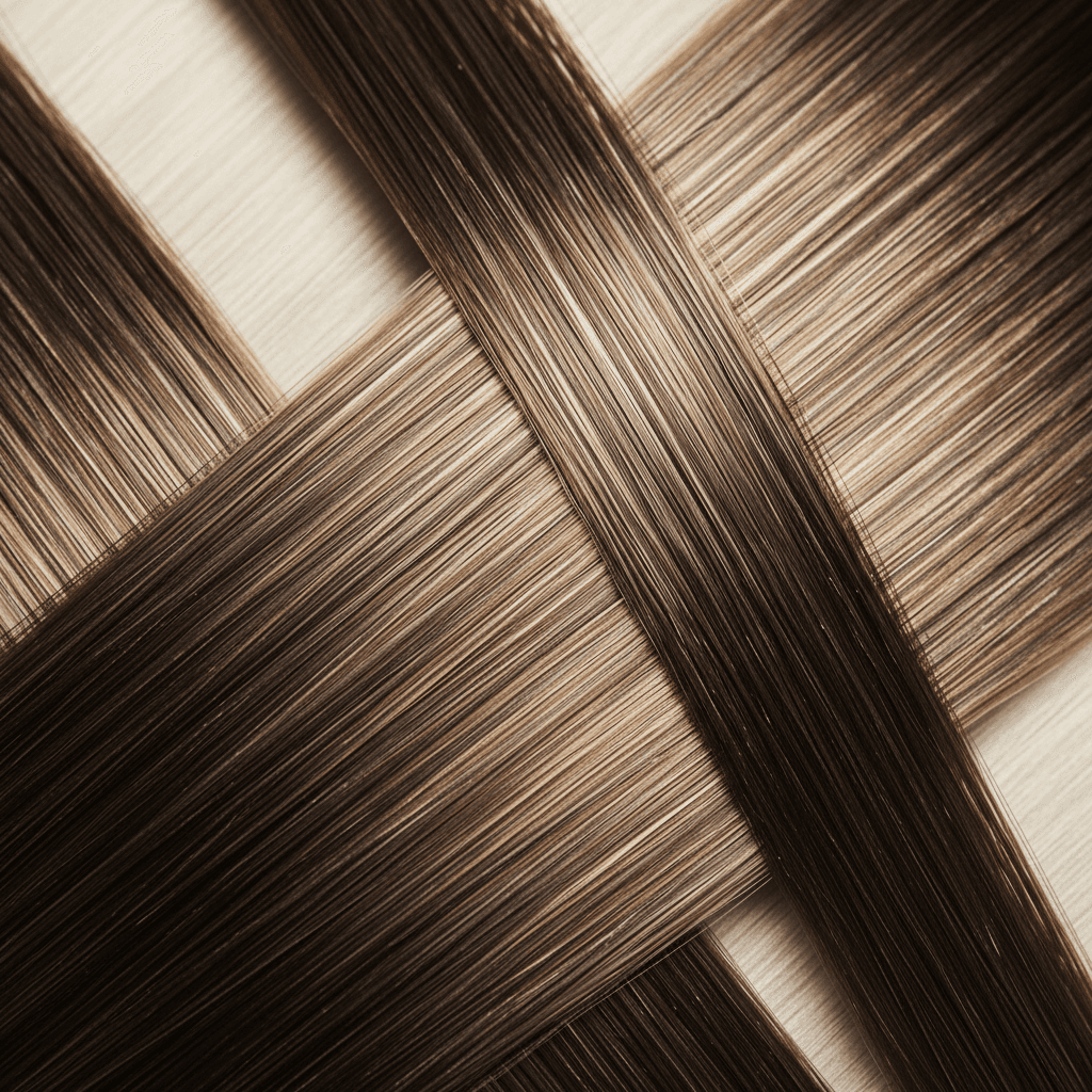 Gladde glanzende haarstranden na keratinebehandeling