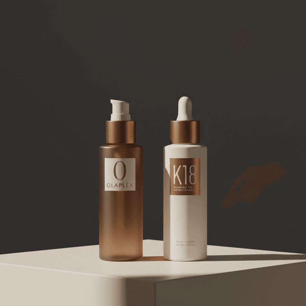 Olaplex en K18 producten naast elkaar